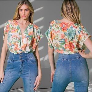 FLYING Tomato Floral Printed Woven Bodysuit